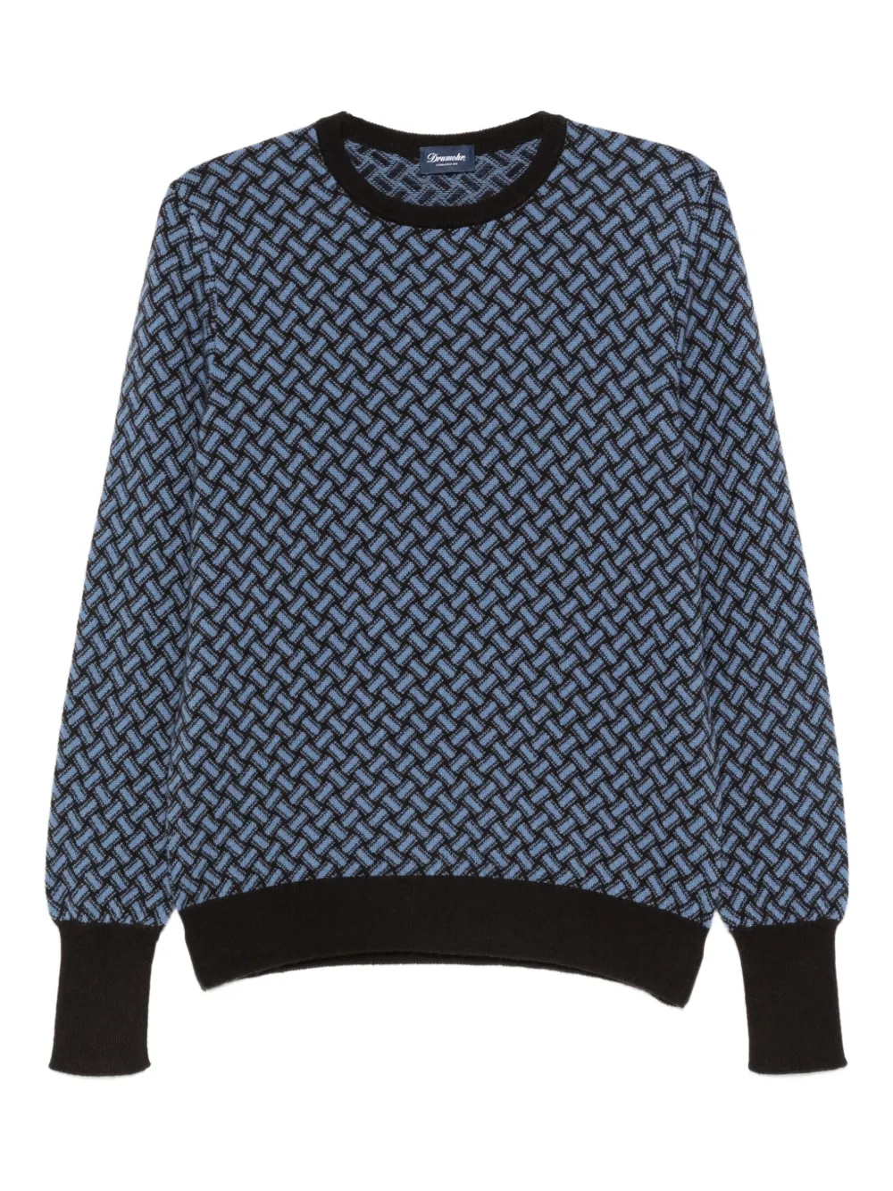 Свитер с круглым вырезом и геометрическим узором Drumohr, синий
Свитер с круглым вырезом и геометрическим узором Drumohr, синий