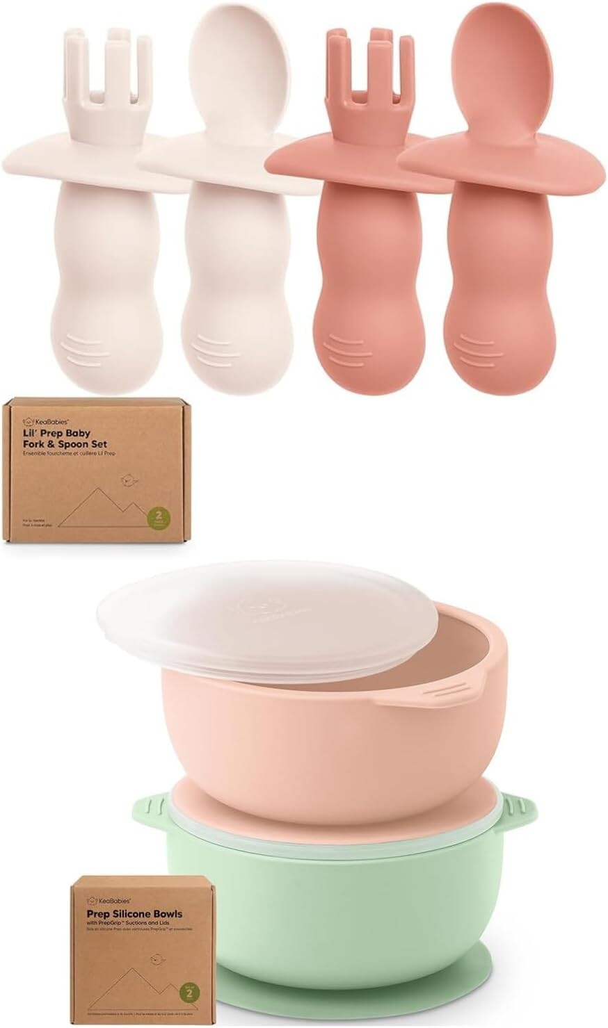 Набор из 4 силиконовых детских ложек и вилок Keababies и 2 детских миски с присосками, крышками
Набор из 4 силиконовых детских ложек и вилок Keababies и 2 детских миски с присосками, крышками