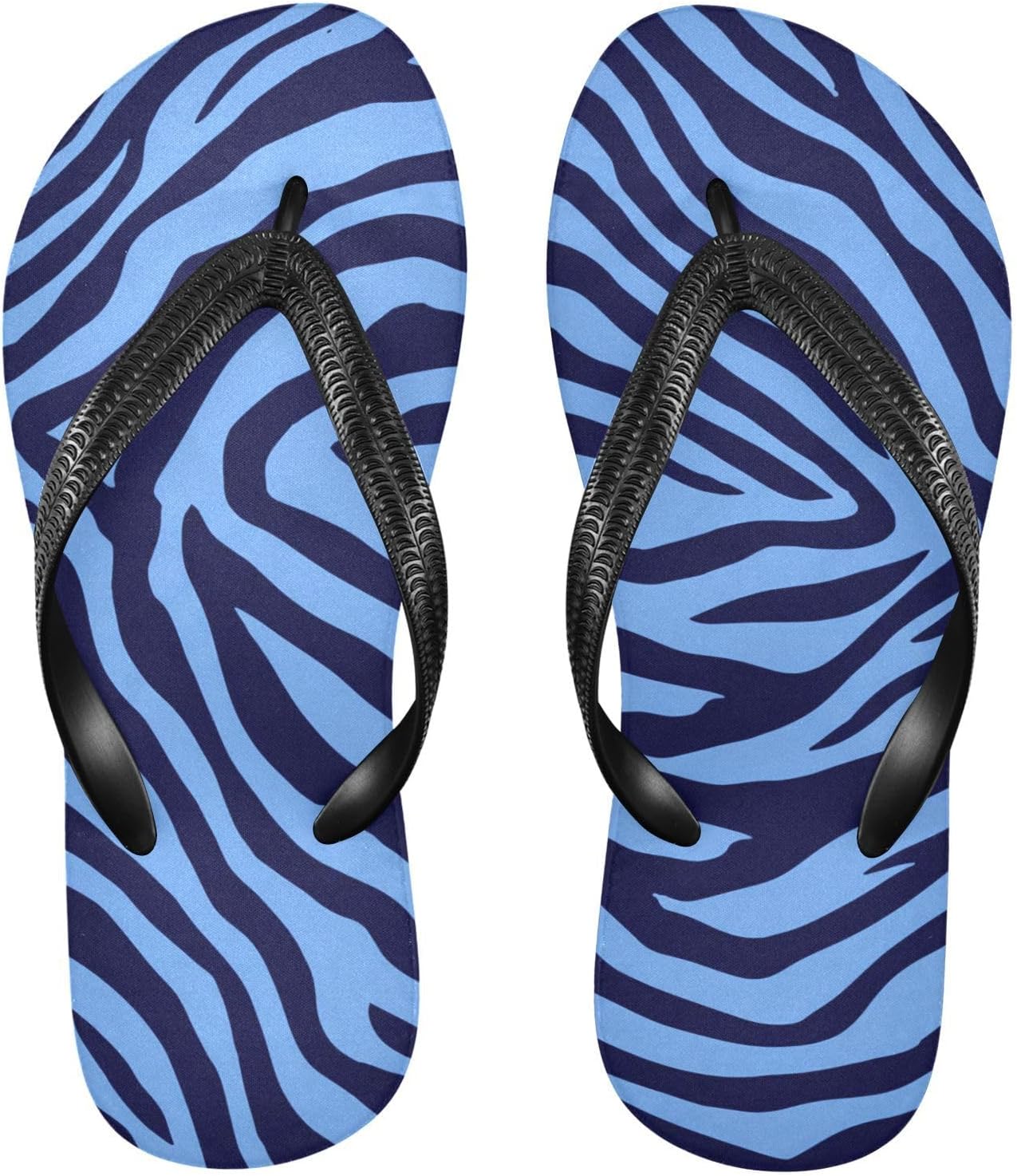 Женские и мужские пляжные шлепанцы с синими зебровыми полосками для лета и душа
Женские и мужские пляжные шлепанцы с синими зебровыми полосками для лета и душа
