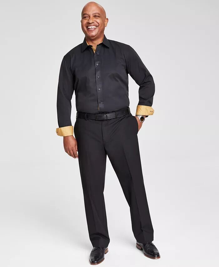 Мужская однотонная классическая рубашка приталенного кроя с золотой отделкой Tayion Collection, черный
Мужская однотонная классическая рубашка приталенного кроя с золотой отделкой Tayion Collection, черный