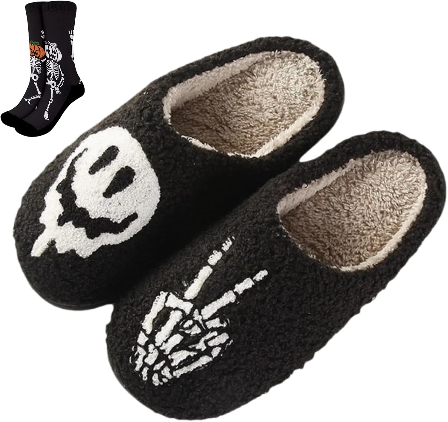 Тапочки и носки с черепом и приведением на Хэллоуин для женщин и мужчин, милые, теплые, с нескользящей подошвой, плюшевые, легкие, с подкладкой, мягкие Elirar, черный
Тапочки и носки с черепом и приведением на Хэллоуин для женщин и мужчин, милые, теплые, с нескользящей подошвой, плюшевые, легкие, с подкладкой, мягкие Elirar, черный