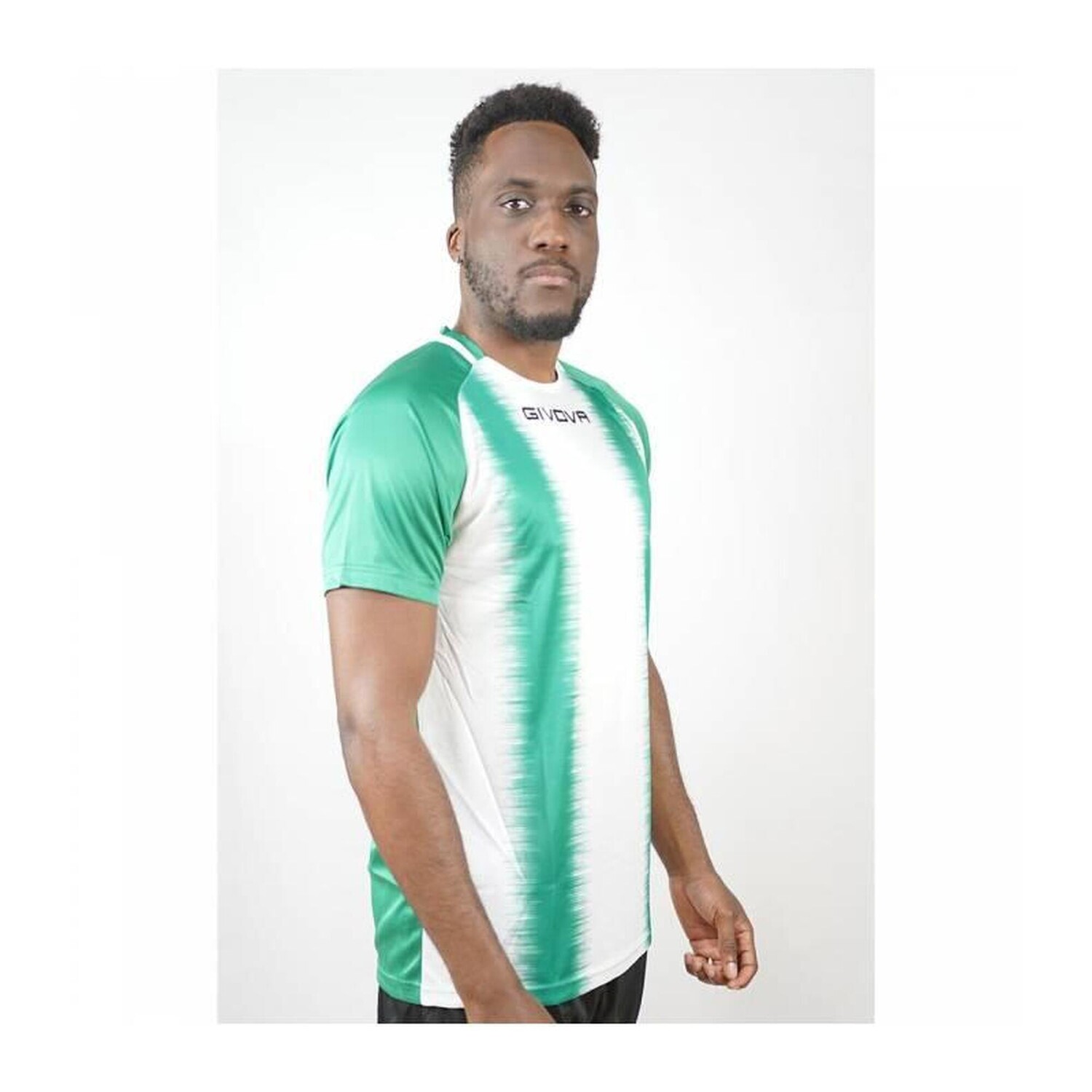 Зеленая/белая футбольная рубашка из полиэстера Givova в полоску 
Зеленая/белая футбольная рубашка из полиэстера Givova в полоску