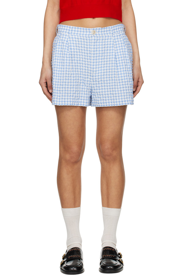 Шорты в клетку из жатой ткани Marni, синий
Шорты в клетку из жатой ткани Marni, синий