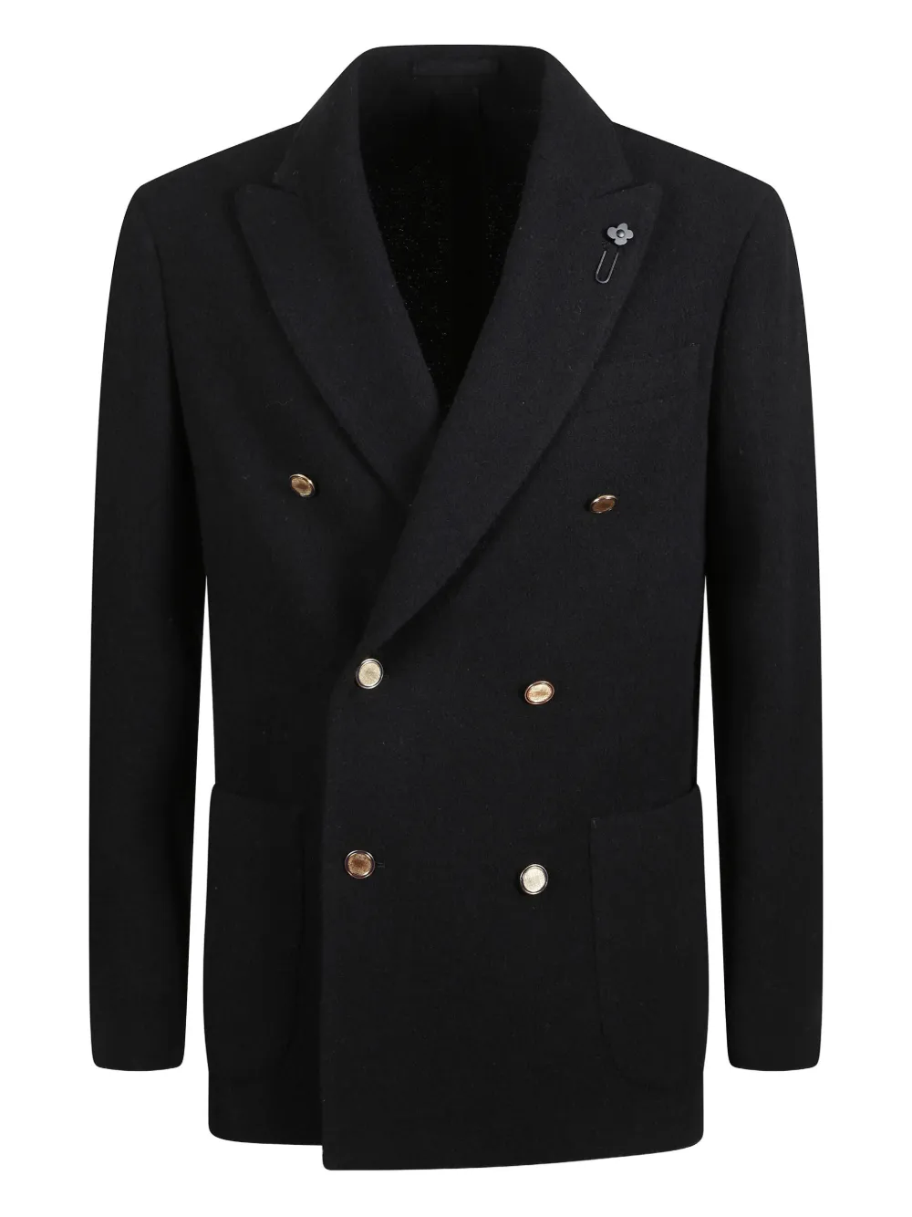 Двубортный пиджак с пуговицами Lardini, черный
Двубортный пиджак с пуговицами Lardini, черный