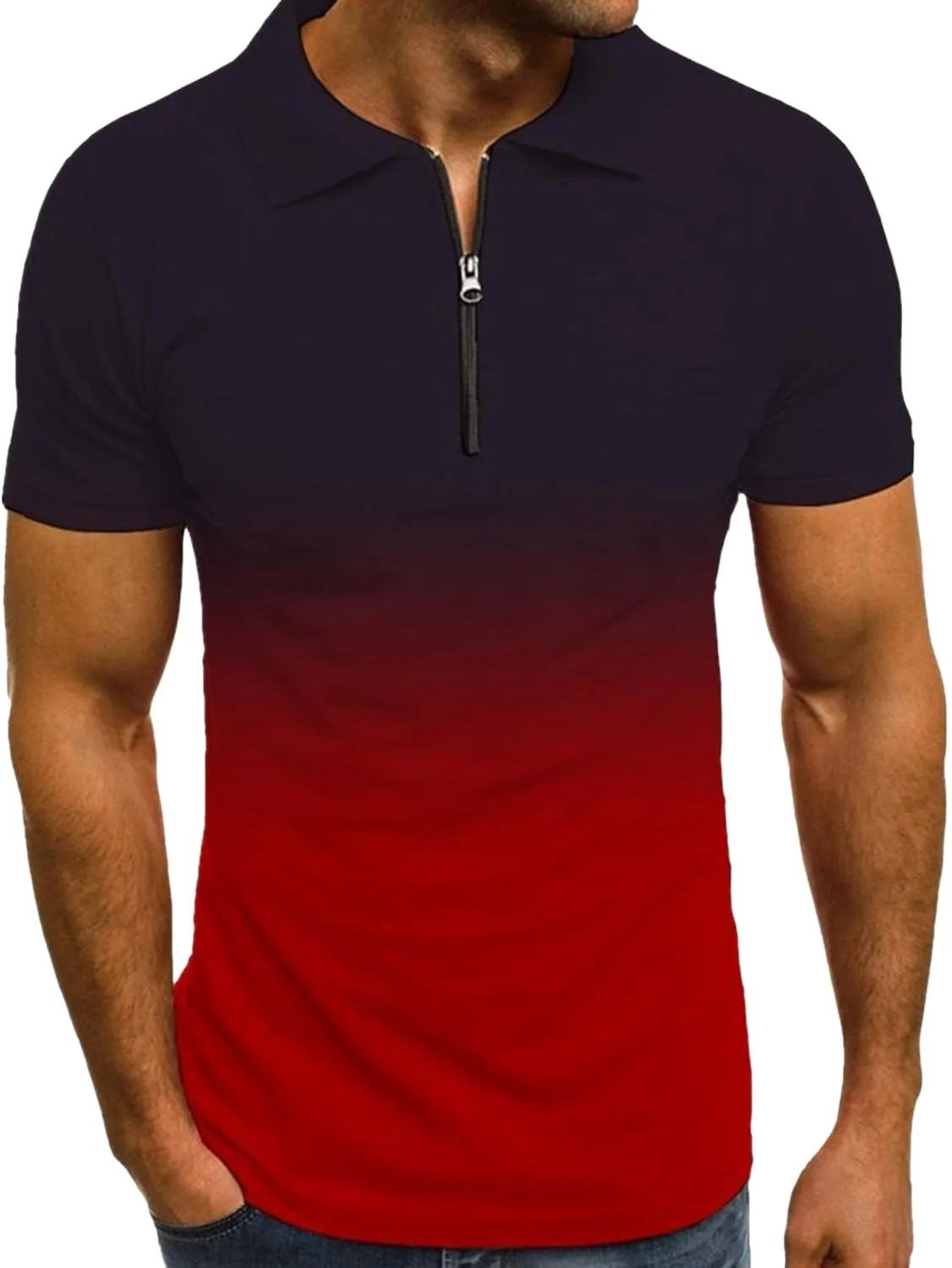 Мужская футболка поло с градиентом и молнией на четверть Slim Fit SWJGLITTR
Мужская футболка поло с градиентом и молнией на четверть Slim Fit SWJGLITTR