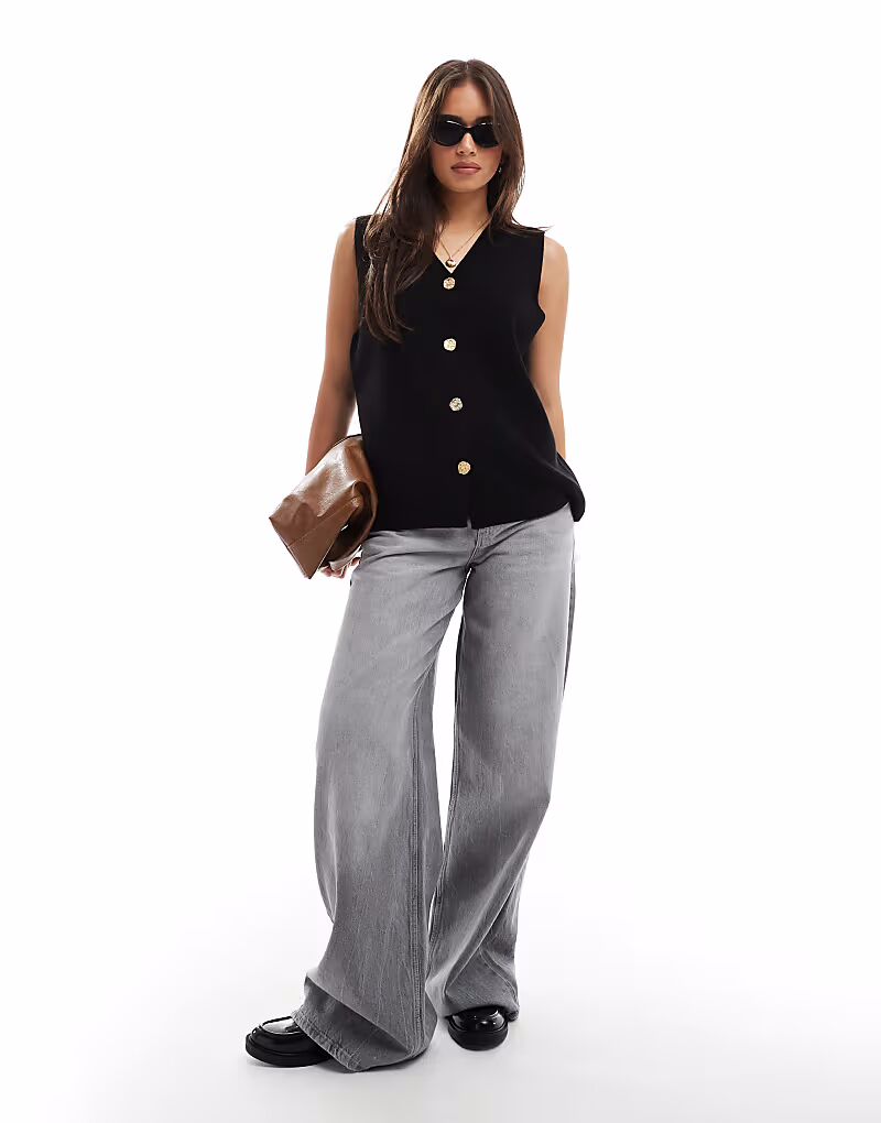 Жилет ASOS DESIGN удлиненный, свободного кроя, с золотыми пуговицами черного цвета
Жилет ASOS DESIGN удлиненный, свободного кроя, с золотыми пуговицами черного цвета