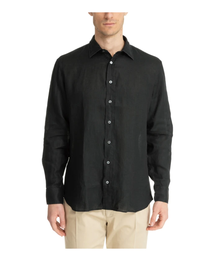 Однотонная рубашка с застежкой на пуговицы Lardini, черный
Однотонная рубашка с застежкой на пуговицы Lardini, черный