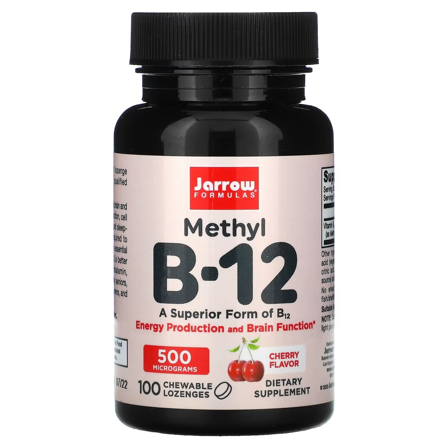 Jarrow Formulas метил B-12 вишневый вкус 500 мкг, 100 жевательных леденцов
