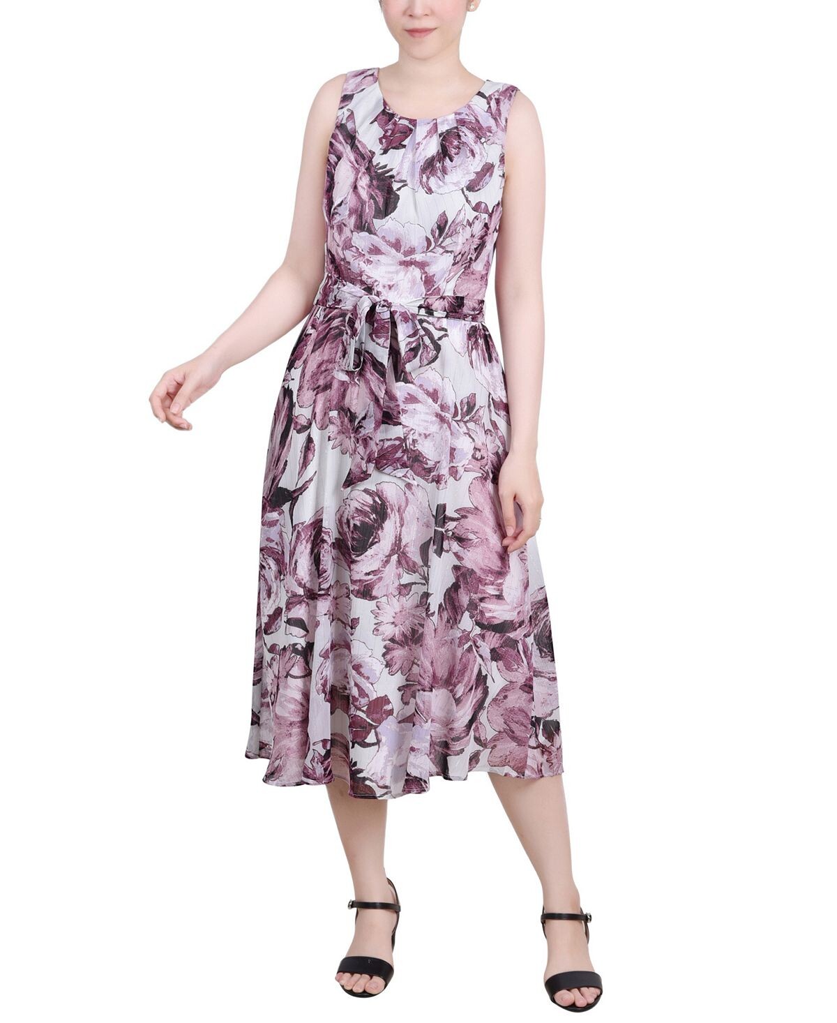 Миниатюрное шифоновое платье без рукавов с поясом NY Collection, мульти
Миниатюрное шифоновое платье без рукавов с поясом NY Collection, мульти