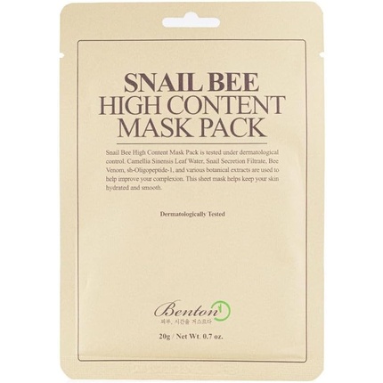 Маска с высоким содержанием улитки и пчелиного жира 20 мл Benton
Маска с высоким содержанием улитки и пчелиного жира 20 мл Benton
