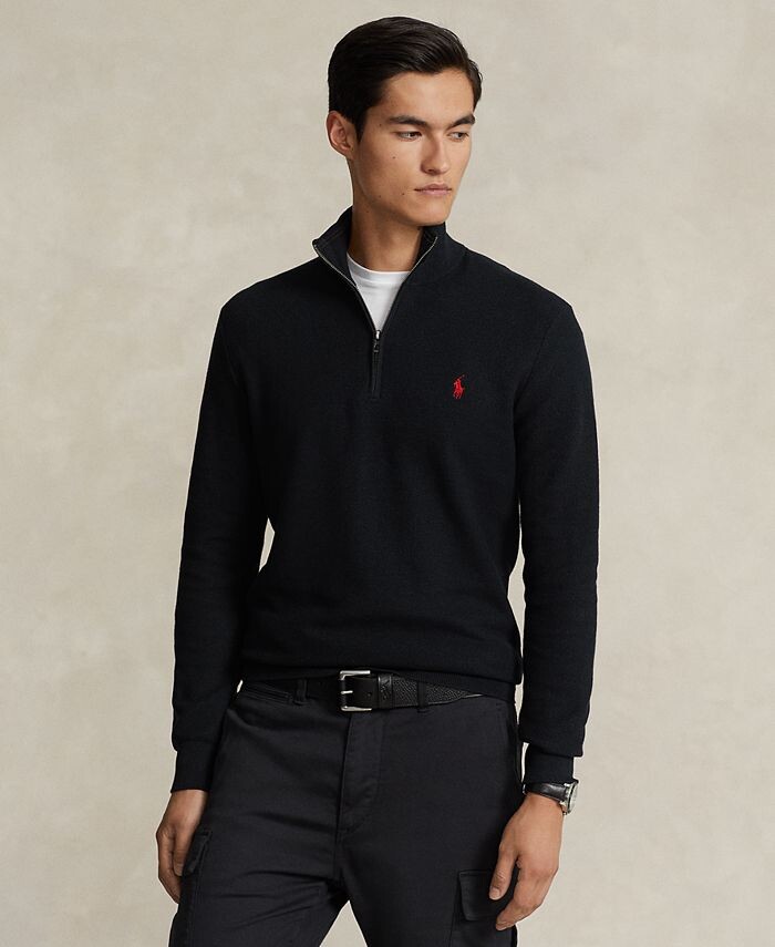 Мужской хлопковый свитер сетчатой вязки с молнией на четверть Polo Ralph Lauren, черный
Мужской хлопковый свитер сетчатой вязки с молнией на четверть Polo Ralph Lauren, черный