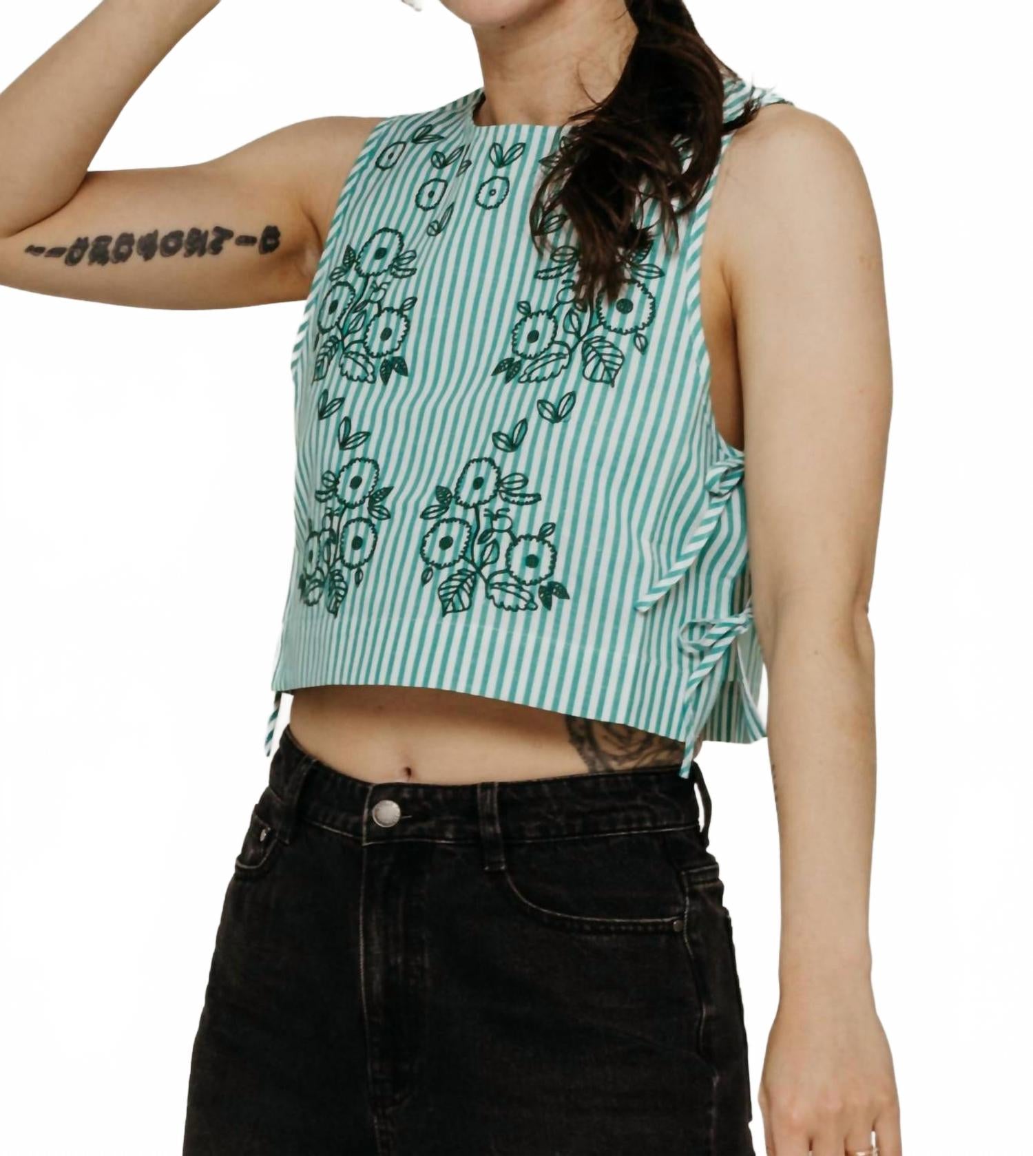 Полосатая вышитая блуза в цвете слоновая кость/изумруд The Tiny Big Sister
Полосатая вышитая блуза в цвете слоновая кость/изумруд The Tiny Big Sister