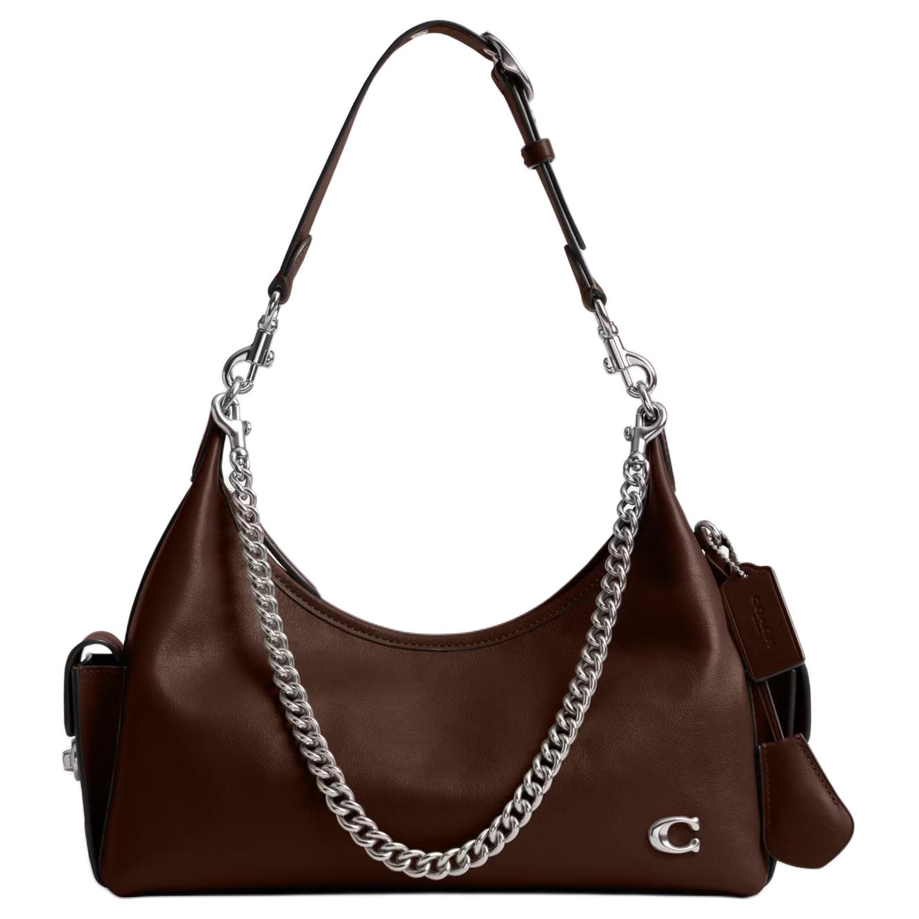 COACH Кожаная блестящая байкерская сумка через плечо большого размера
COACH Кожаная блестящая байкерская сумка через плечо большого размера