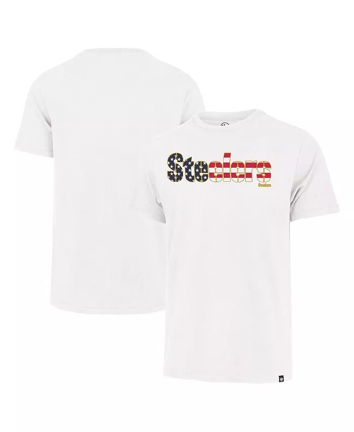 Мужская белая футболка с надписью «Pittsburgh Steelers Flag Script Franklin» '47 Brand
Мужская белая футболка с надписью «Pittsburgh Steelers Flag Script Franklin» '47 Brand
