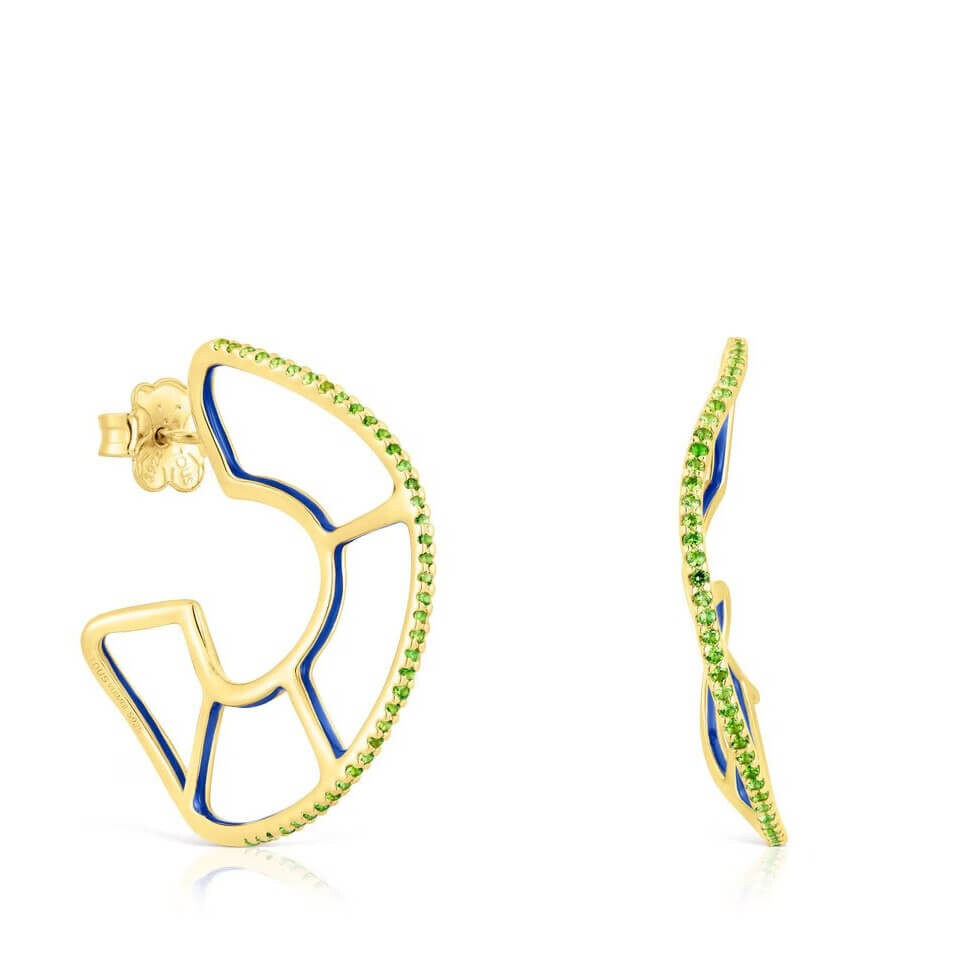 Серьги-кольца Tous Gregal, серебро позолоченное/хромдиопсид 
Серьги-кольца Tous Gregal, серебро позолоченное/хромдиопсид