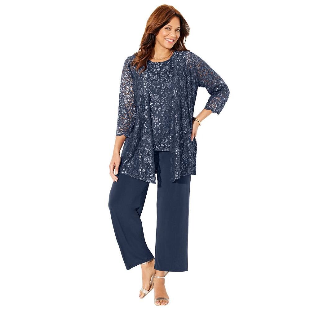 Женский комплект брюк из 3 предметов с кружевом Katerinas Luna размера плюс Catherines, цвет Navy Silver
Женский комплект брюк из 3 предметов с кружевом Katerinas Luna размера плюс Catherines, цвет Navy Silver