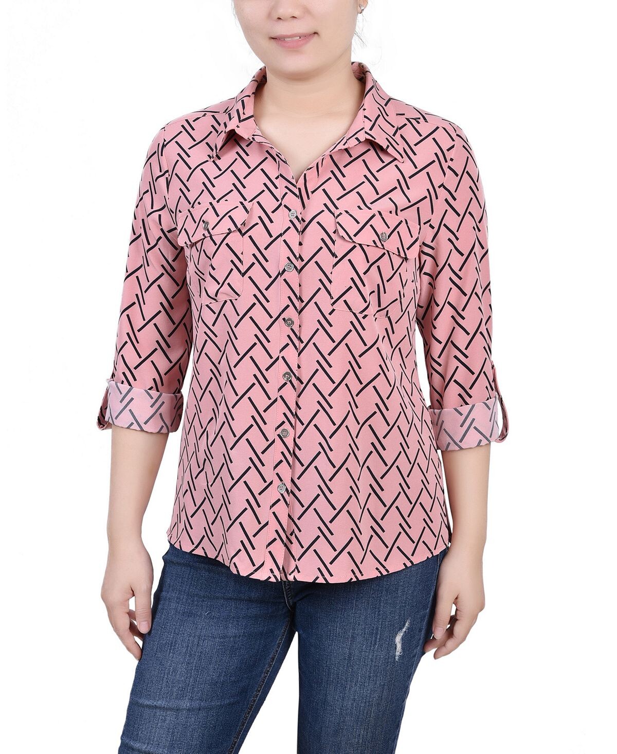 Миниатюрная блузка с отворотами на рукавах 3/4 и воротником-стойкой NY Collection, мульти
Миниатюрная блузка с отворотами на рукавах 3/4 и воротником-стойкой NY Collection, мульти