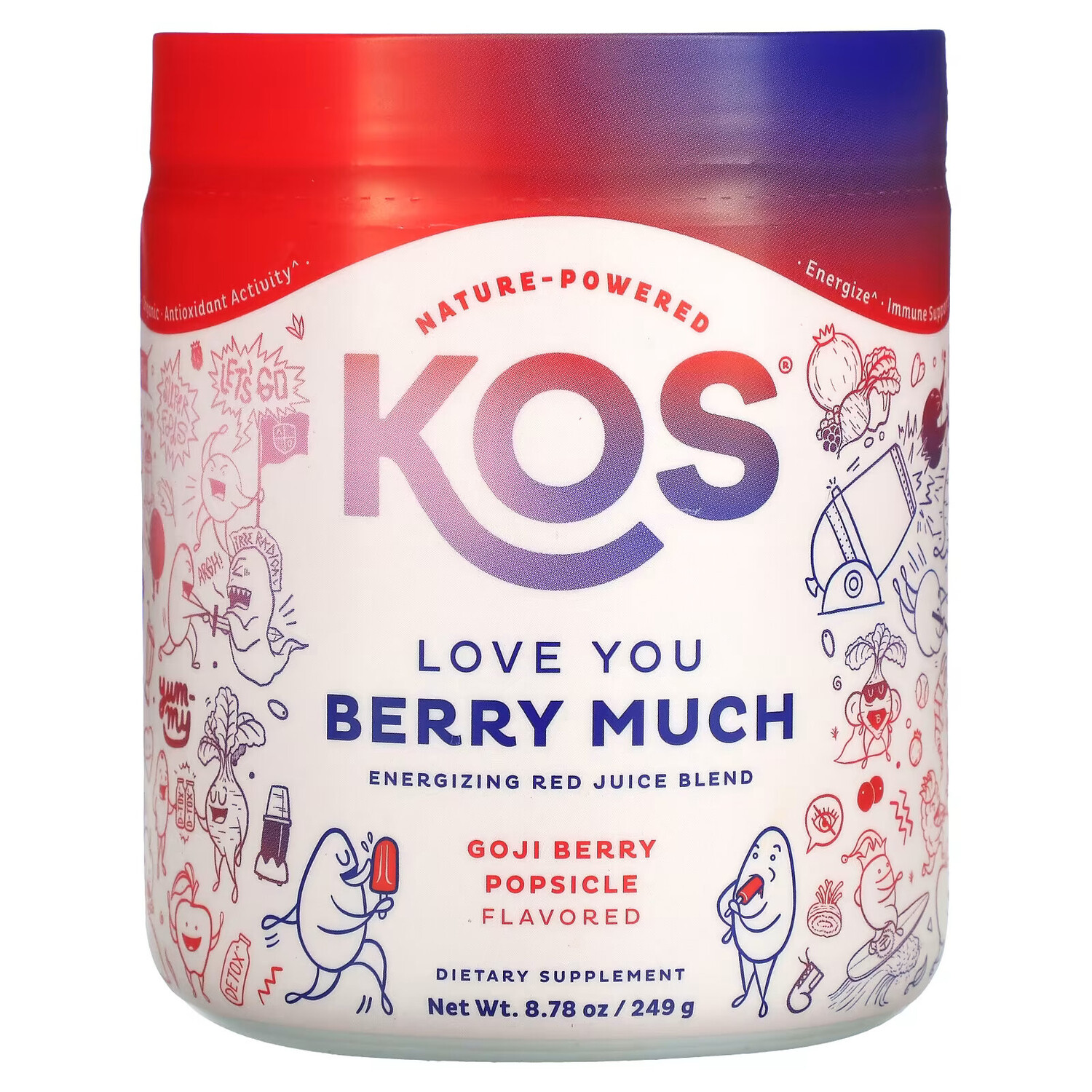 KOS, Love You Berry Much, бодрящая смесь красных соков, эскимо из ягод годжи, 249 г (8,78 унции)
KOS, Love You Berry Much, бодрящая смесь красных соков, эскимо из ягод годжи, 249 г (8,78 унции)
