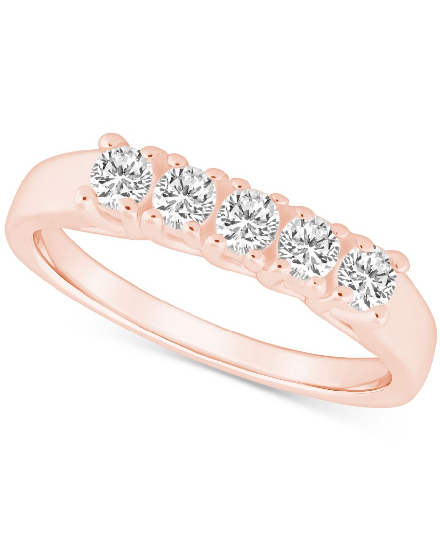 Обручальное кольцо с пятью бриллиантами (общий вес 0,5 карата) в оправе из 14-каратного золота Macy's, Rose Gold
Обручальное кольцо с пятью бриллиантами (общий вес 0,5 карата) в оправе из 14-каратного золота Macy's, Rose Gold