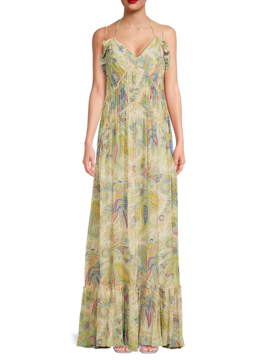 Шелковое платье макси с оборками и узором пейсли Etro, цвет Yellow Multi
Шелковое платье макси с оборками и узором пейсли Etro, цвет Yellow Multi