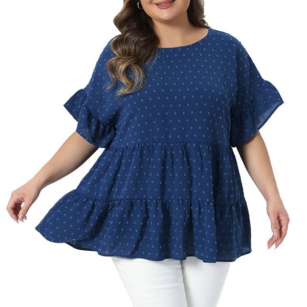 Женская блузка plus size с круглым вырезом, рюшами и коротким рукавом в горошек Agnes Orinda, Dark Blue
Женская блузка plus size с круглым вырезом, рюшами и коротким рукавом в горошек Agnes Orinda, Dark Blue