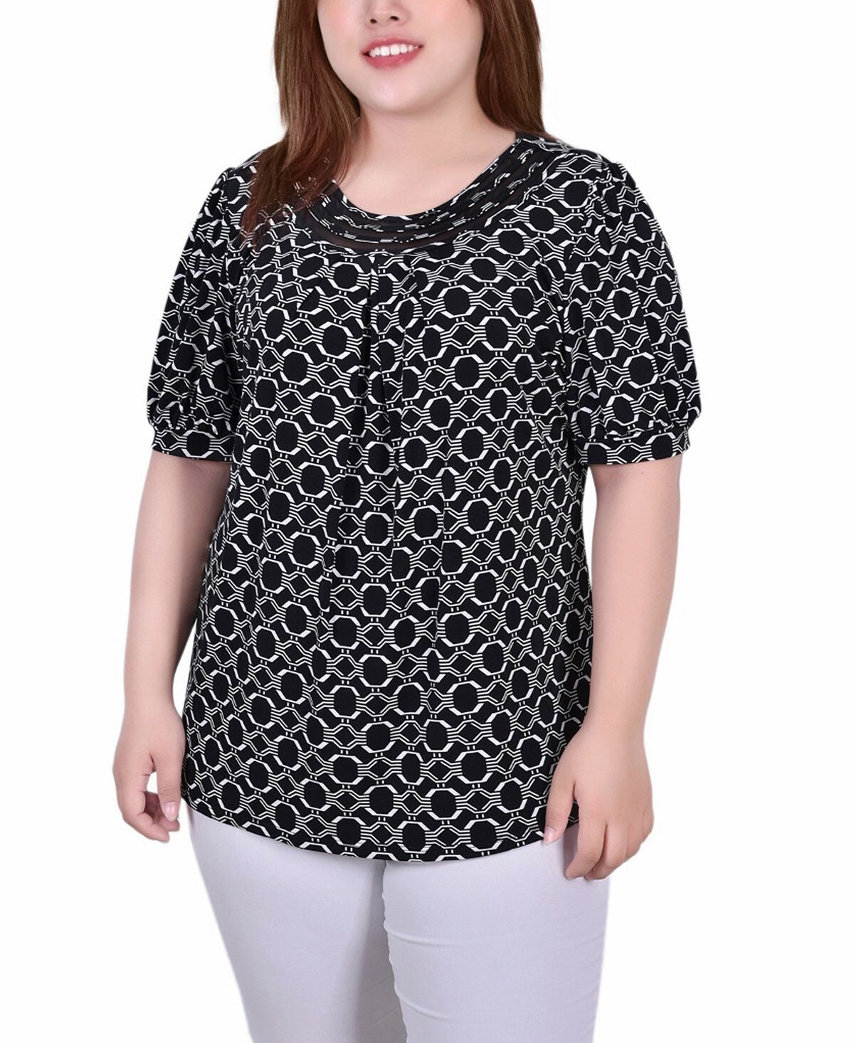 Плюс размер прозрачный топ с короткими рукавами и объемными вставками NY Collection, мульти
Плюс размер прозрачный топ с короткими рукавами и объемными вставками NY Collection, мульти