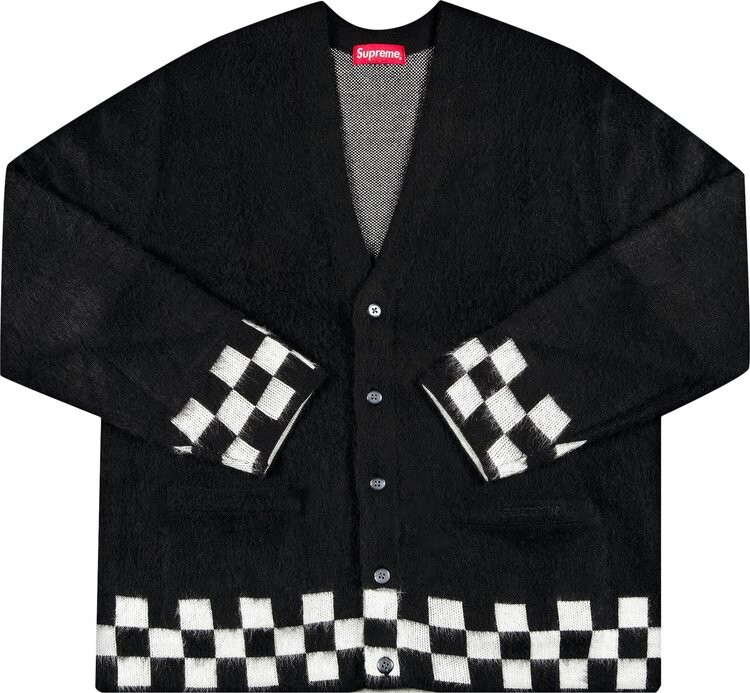 Кардиган Supreme Brushed Checkerboard Cardigan 'Black', черный 
Кардиган Supreme Brushed Checkerboard Cardigan 'Black', черный