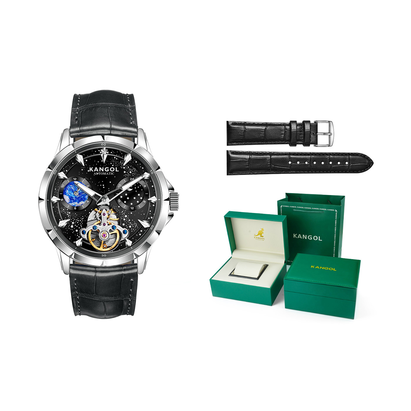 KANGOL Часы Automatic Mechanical Movement Genuine Leather Strap Watch Men's Watch Black Dial, Silver Black Dial
KANGOL Часы Automatic Mechanical Movement Genuine Leather Strap Watch Men's Watch Black Dial, Silver Black Dial