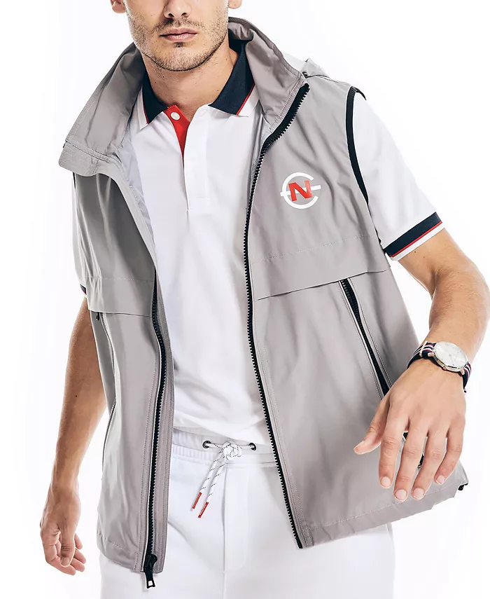 Мужская легкая водостойкая жилетка Competition с застежкой-молнией спереди Nautica, серый 
Мужская легкая водостойкая жилетка Competition с застежкой-молнией спереди Nautica, серый