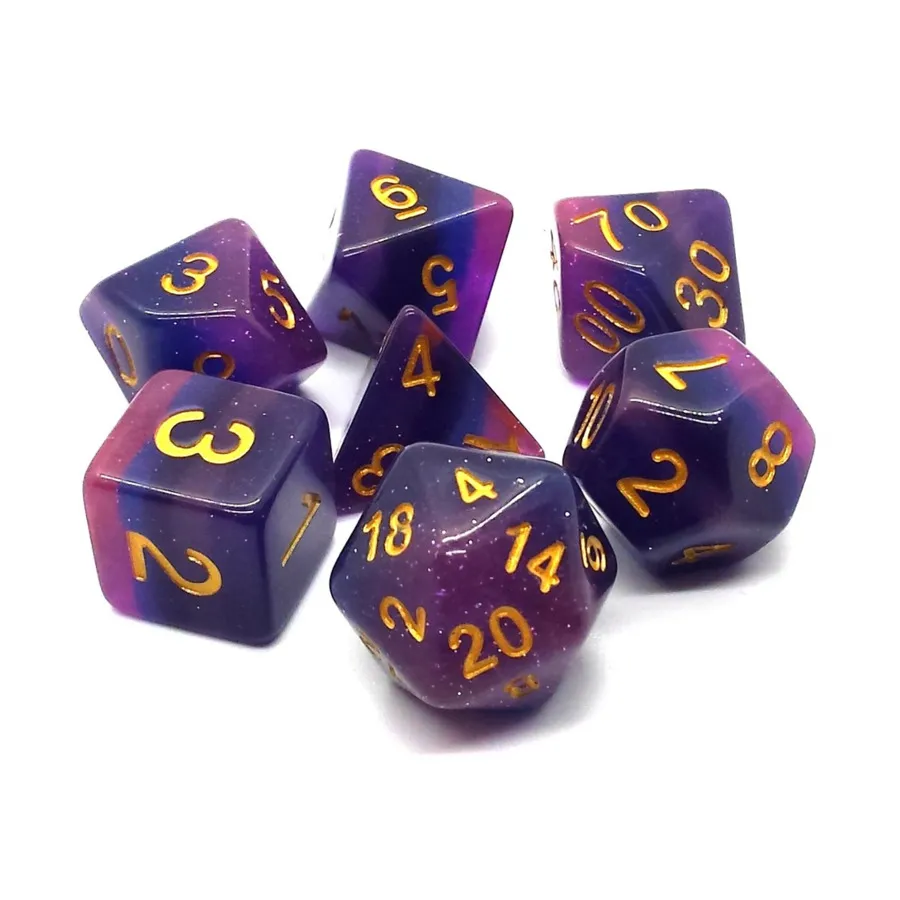 Набор Poly Set Purple Aurora с золотом (7) (1-е издание), Acrylic-Resin Dice - Gradient
Набор Poly Set Purple Aurora с золотом (7) (1-е издание), Acrylic-Resin Dice - Gradient