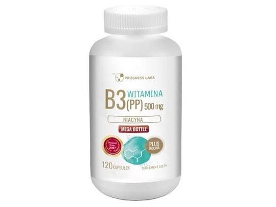 Progress Labs, Витамины и минералы, Ниацин Витамин B3 (PP) 500мг + Инулин, 120 капсул 
Progress Labs, Витамины и минералы, Ниацин Витамин B3 (PP) 500мг + Инулин, 120 капсул