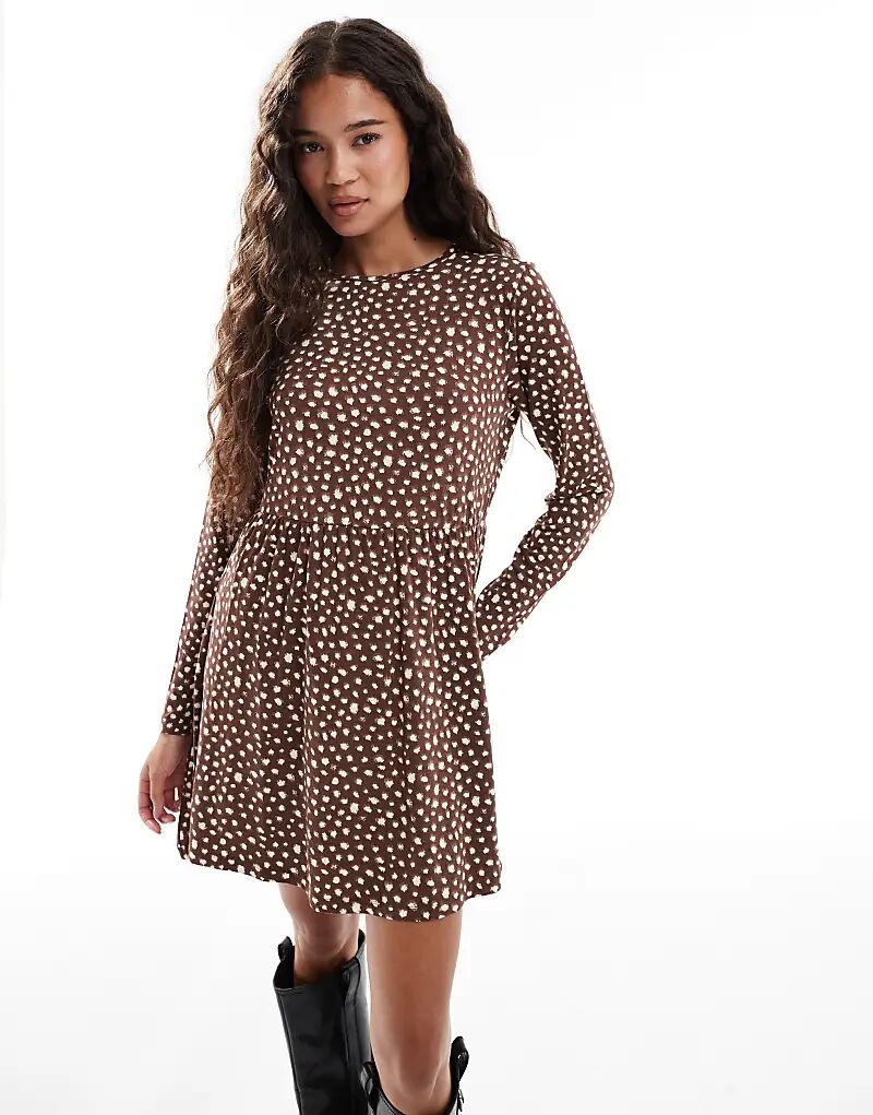 Мини-платье Wednesday's Girl с длинными рукавами и пятнами, желто-коричневого цвета
Мини-платье Wednesday's Girl с длинными рукавами и пятнами, желто-коричневого цвета