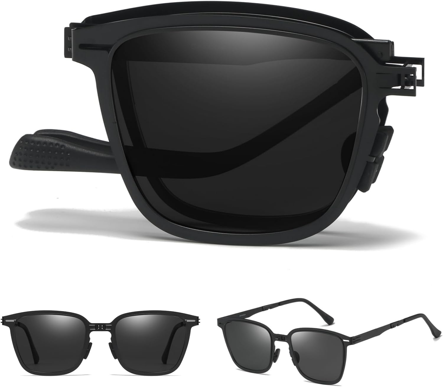 Поляризованные складные солнцезащитные очки для женщин и мужчин, легкие складные солнцезащитные очки с металлической оправой, квадратной формы, прочные солнцезащитные очки GMKATEYE, Black + Gray
Поляризованные складные солнцезащитные очки для женщин и мужчин, легкие складные солнцезащитные очки с металлической оправой, квадратной формы, прочные солнцезащитные очки GMKATEYE, Black + Gray