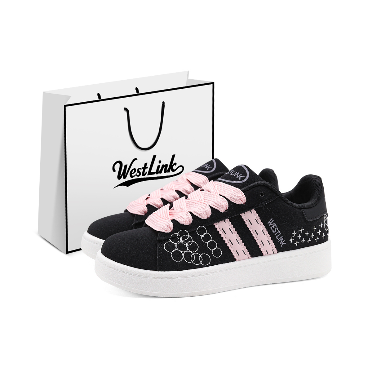 WESTLINK Скользоустойчивые, износостойкие, легкие, дышащие низкие скейтерские кроссовки унисекс черно-розовые, цвет Black Pink
WESTLINK Скользоустойчивые, износостойкие, легкие, дышащие низкие скейтерские кроссовки унисекс черно-розовые, цвет Black Pink