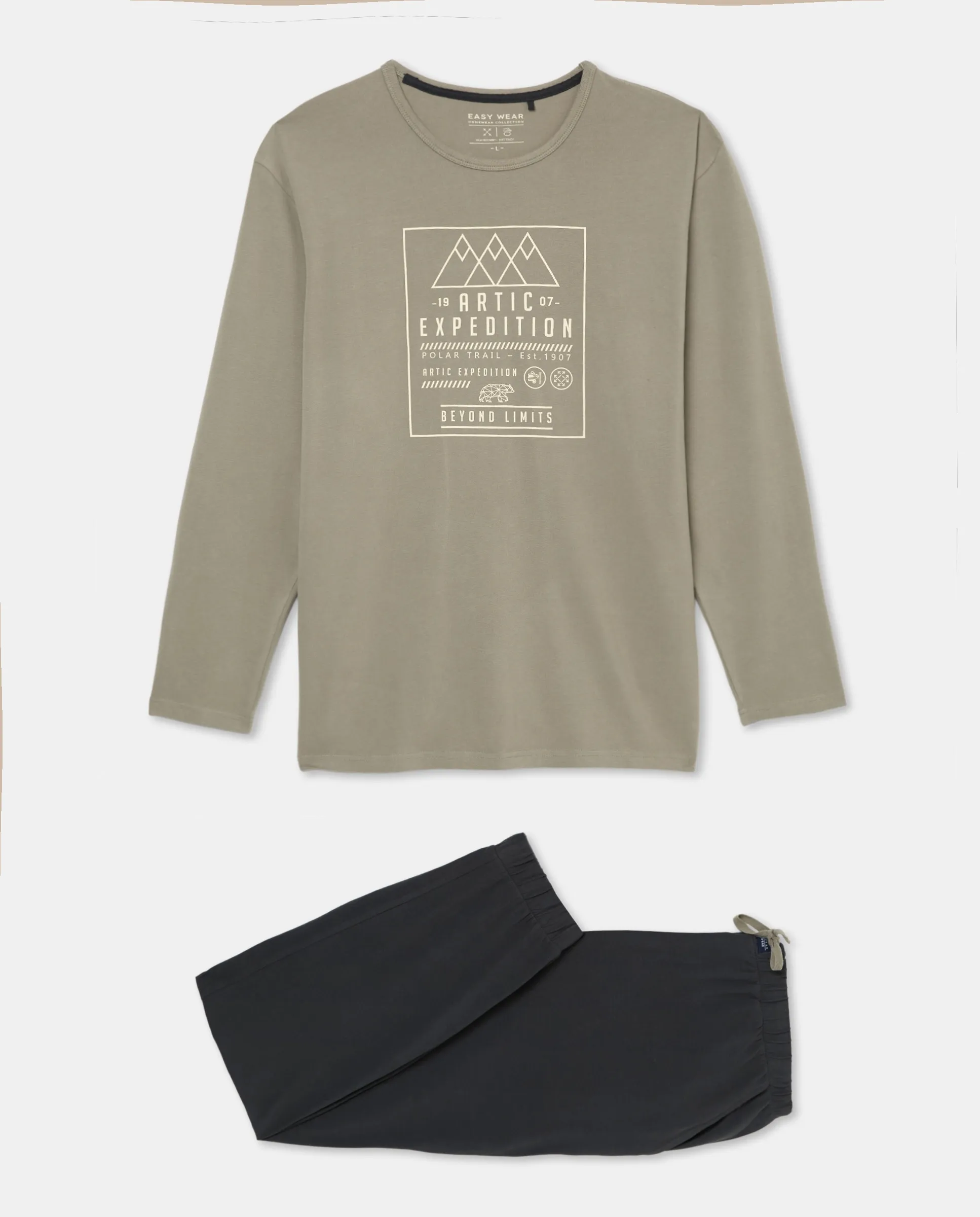 Мужская пижама из джерси с длинными рукавами Easy Wear, хаки
Мужская пижама из джерси с длинными рукавами Easy Wear, хаки