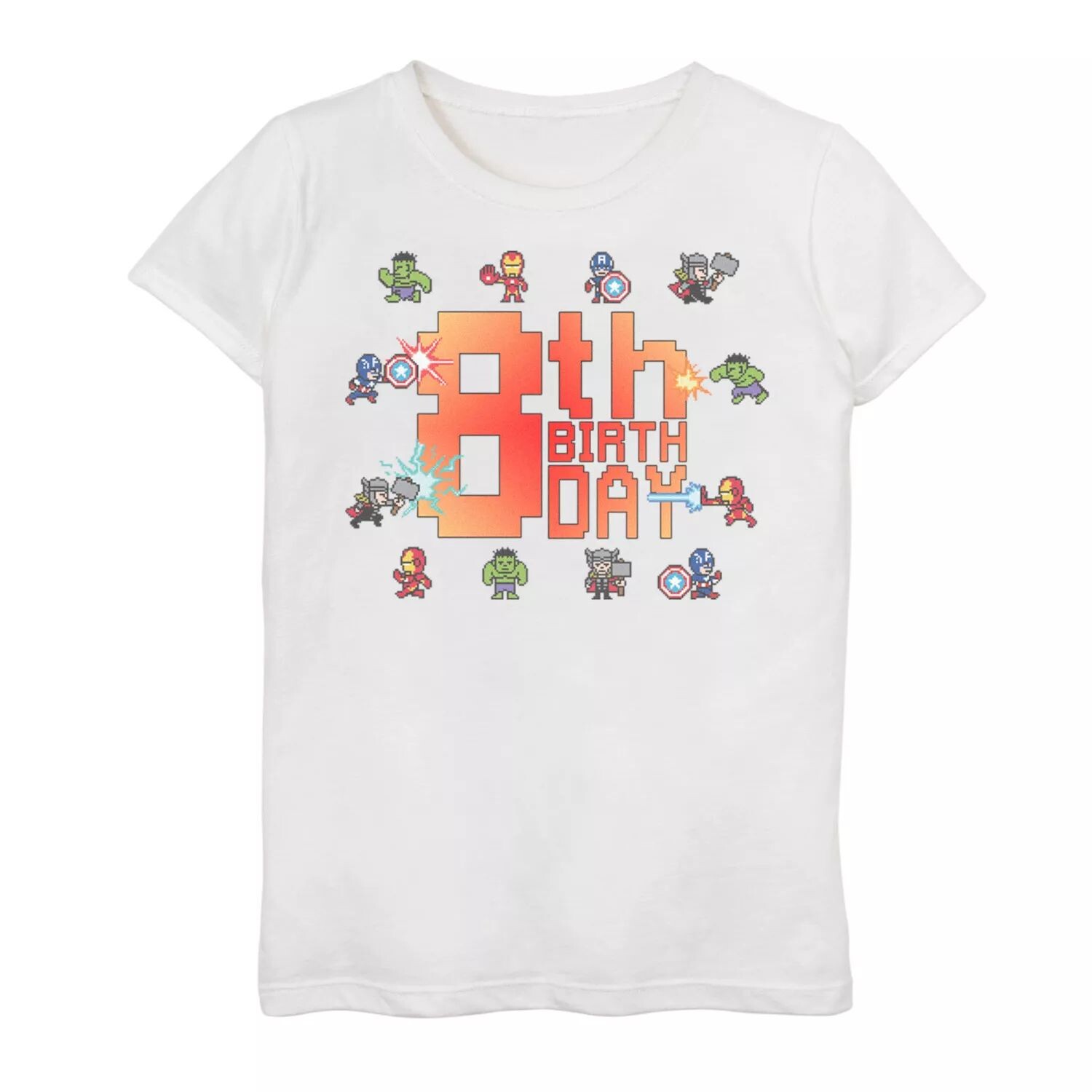 8-битная футболка с рисунком на 8-й день рождения для девочек 7–16 лет Marvel Avengers Marvel 
8-битная футболка с рисунком на 8-й день рождения для девочек 7–16 лет Marvel Avengers Marvel