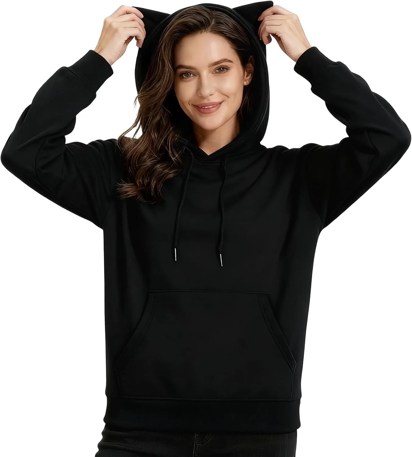 Толстовка с капюшоном Fleece для женщин, капюшон с кошачьими ушками, свободный крой
Толстовка с капюшоном Fleece для женщин, капюшон с кошачьими ушками, свободный крой