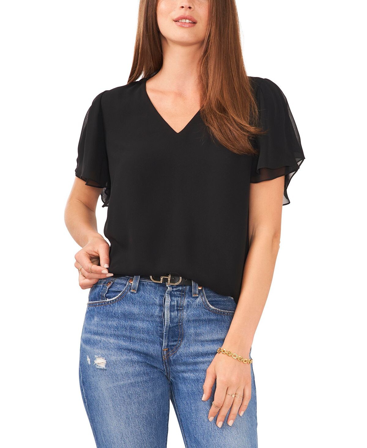 Женская блузка с v-образным вырезом и рукавами-тюльпанами Vince Camuto, черный
Женская блузка с v-образным вырезом и рукавами-тюльпанами Vince Camuto, черный