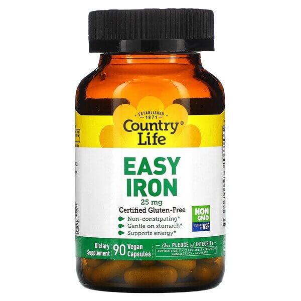 Железо в легкоусвояемой форме, Country Life, 25 мг, 90 растительных капсул
Железо в легкоусвояемой форме, Country Life, 25 мг, 90 растительных капсул