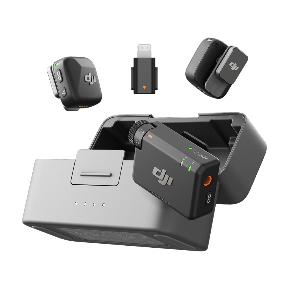 Беспроводная микрофонная система DJI Mic Mini (CN), 2 передатчика + 1 приемник + кейс + Lightning-адаптер, серый 
Беспроводная микрофонная система DJI Mic Mini (CN), 2 передатчика + 1 приемник + кейс + Lightning-адаптер, серый