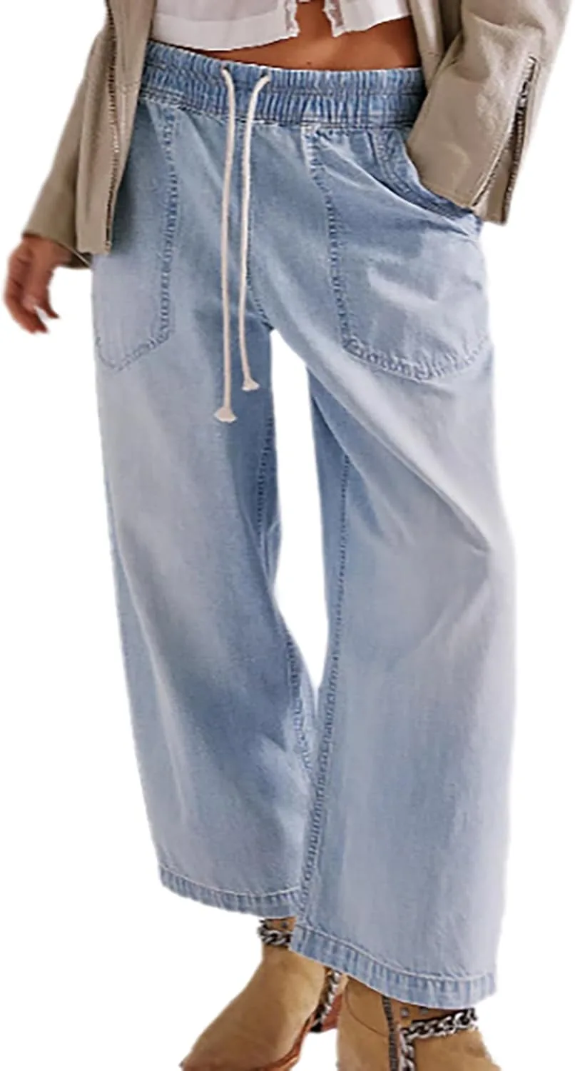 Женские джинсы-бойфренды с широкими штанинами и эластичным поясом на шнурке QLAUYIOE
Женские джинсы-бойфренды с широкими штанинами и эластичным поясом на шнурке QLAUYIOE