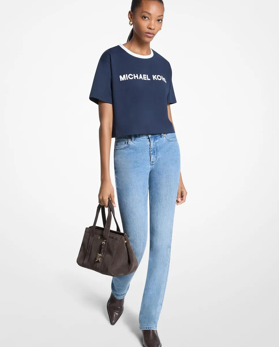 Женская хлопковая футболка с логотипом Michael Michael Kors, темно-синий
Женская хлопковая футболка с логотипом Michael Michael Kors, темно-синий