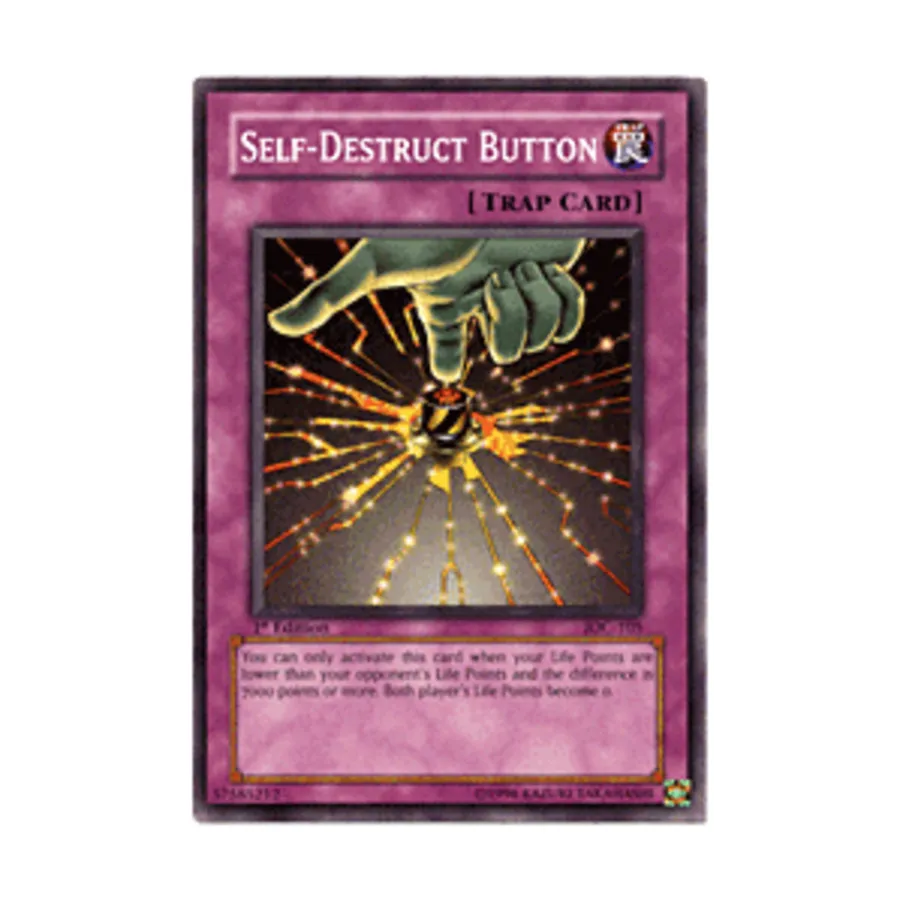 CCG Кнопка самоуничтожения (Общая), Yu-Gi-Oh - Invasion of Chaos - Singles
CCG Кнопка самоуничтожения (Общая), Yu-Gi-Oh - Invasion of Chaos - Singles