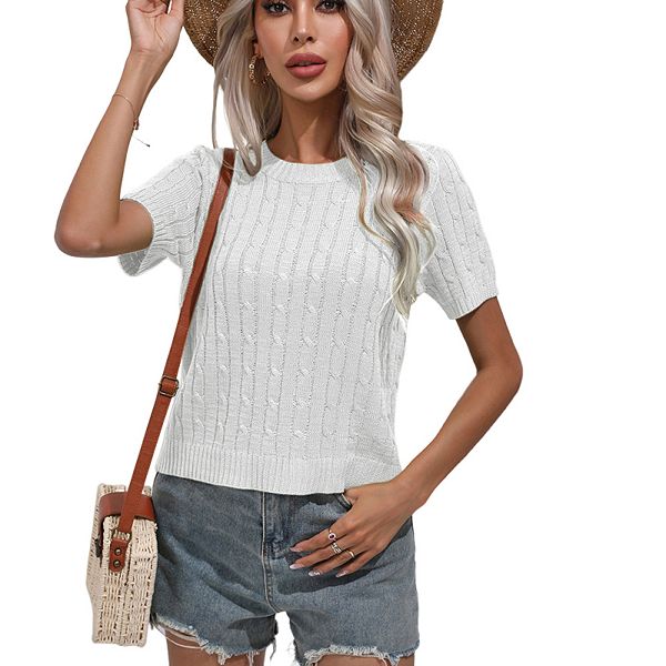 Женский летний свитер с коротким рукавом и круглым вырезом Joyjoy, White
Женский летний свитер с коротким рукавом и круглым вырезом Joyjoy, White