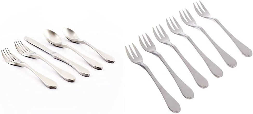 Knork Original Collection Столовые приборы Набор столовых приборов из нержавеющей стали 18/10, 20 предметов, матовое серебро и коктейльная вилка Knork из нержавеющей стали 18/0 (набор из 6 шт.), матовое серебро, Matte Silver
Knork Original Collection Столовые приборы Набор столовых приборов из нержавеющей стали 18/10, 20 предметов, матовое серебро и коктейльная вилка Knork из нержавеющей стали 18/0 (набор из 6 шт.), матовое серебро, Matte Silver