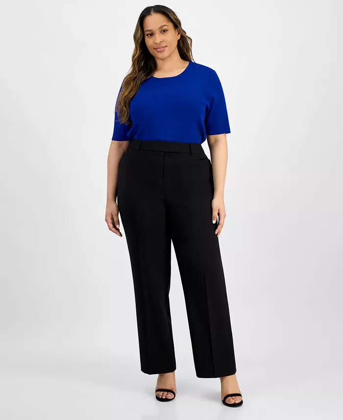 Брюки Bird Eye больших размеров Tahari ASL, черный 
Брюки Bird Eye больших размеров Tahari ASL, черный