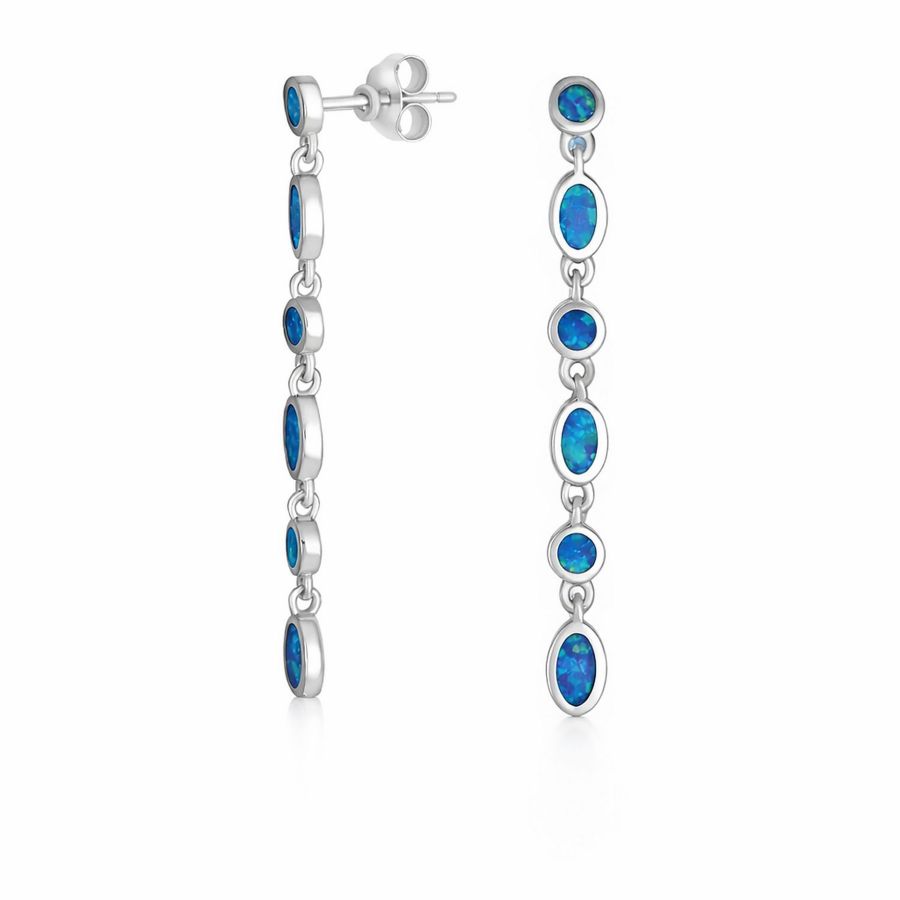 Геометрические серьги-подвески в стиле MOD с чередующимися овальными и круглыми ободками, 2 ряда, длинные, с синтетическим опалом, из стерлингового серебра, 5 см Bling Jewelry, Silver blue
Геометрические серьги-подвески в стиле MOD с чередующимися овальными и круглыми ободками, 2 ряда, длинные, с синтетическим опалом, из стерлингового серебра, 5 см Bling Jewelry, Silver blue