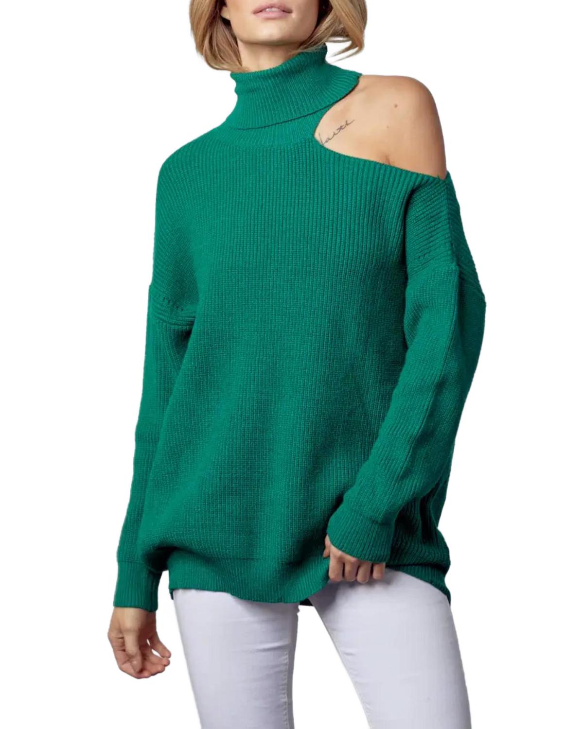 Свитер с высоким воротом и открытыми плечами в лесном зеленом &merci
Свитер с высоким воротом и открытыми плечами в лесном зеленом &merci