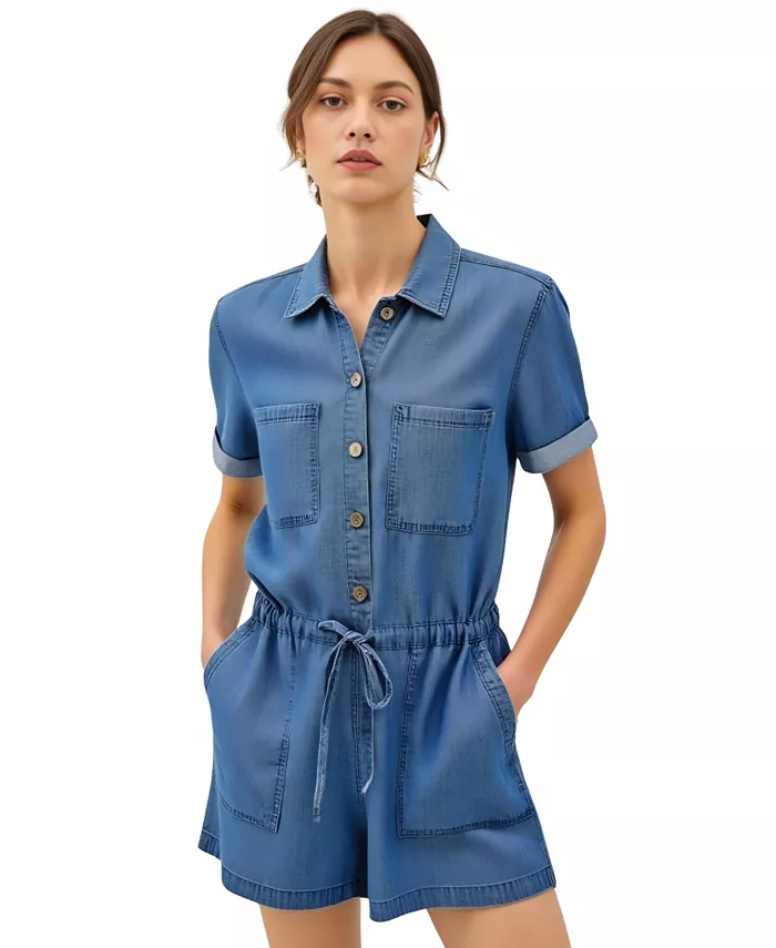 Женский практичный комбинезон на пуговицах с завязкой на талии Modenaire, синий
Женский практичный комбинезон на пуговицах с завязкой на талии Modenaire, синий