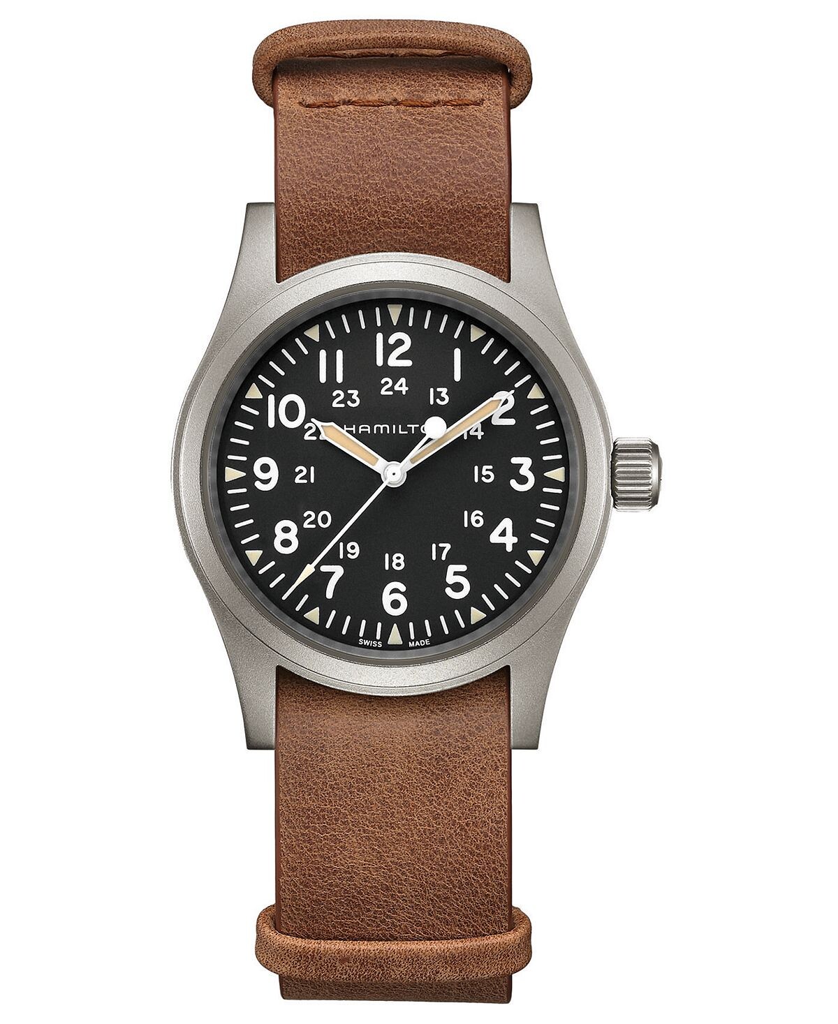 Часы унисекс швейцарские механические цвета хаки коричневый кожаный ремешок 38 мм Hamilton, коричневый 
Часы унисекс швейцарские механические цвета хаки коричневый кожаный ремешок 38 мм Hamilton, коричневый
